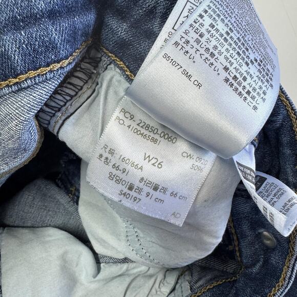 Levis Jeans Womens 26 Blue Distressed Ripped Stretch 721 High Rise Skinny Ankle - Picture 5 of 9